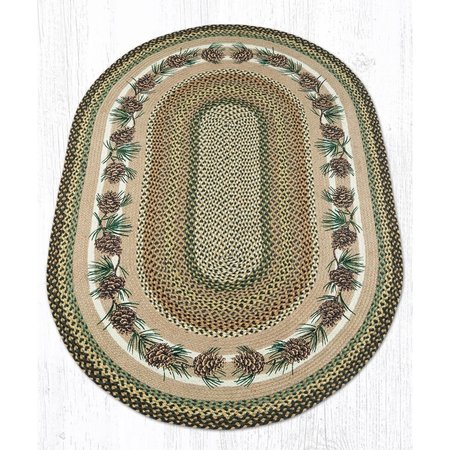 CAPITOL IMPORTING CO 27 x 45 in. Jute Oval Needles and Cones Patch 88-2745-051NC